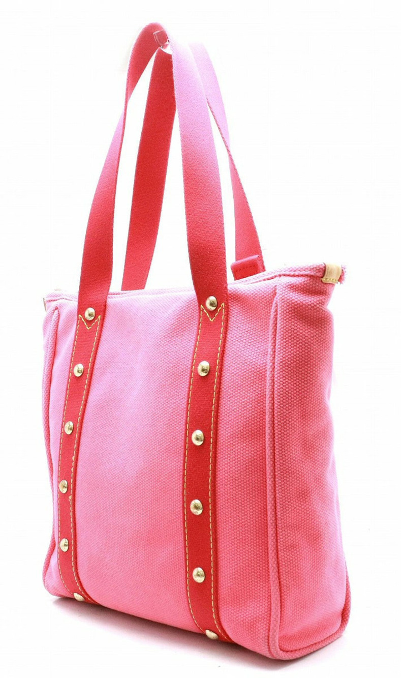 Louis Vuitton Shoulder Canvas Tote Cabas Antigua Handbag Rose Bag Pink